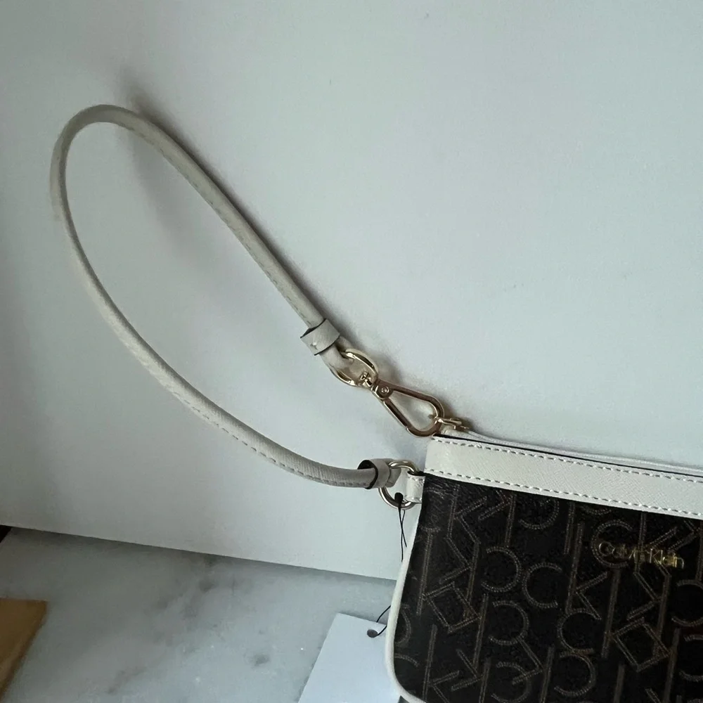 Calvin Klein wristlet wallet brown logo
